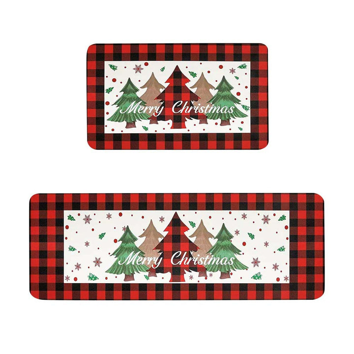Festive Christmas-Themed Kitchen Mat Set
