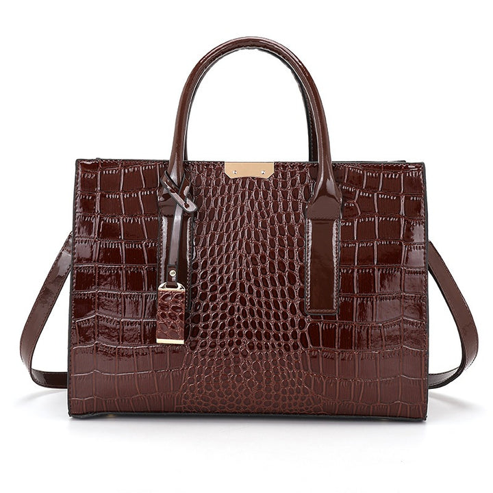 Crocodile-Effect Structured Tote Bag