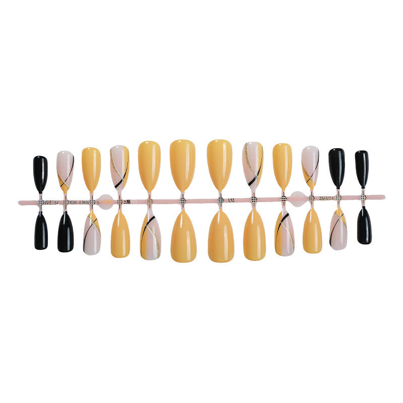 Acrylic Nail Set with Creative Gradient and Elegant Lines Stornfield