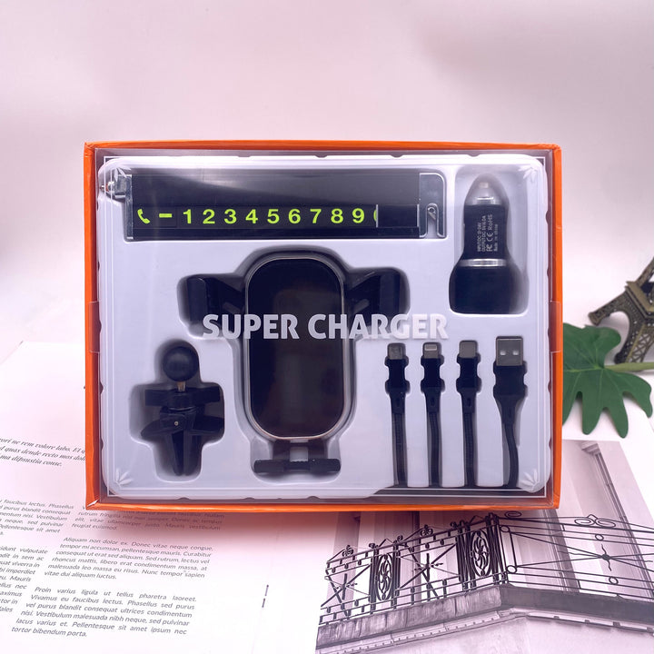 Unisex cordless car charging holder with integrated phone holder Stornfiled