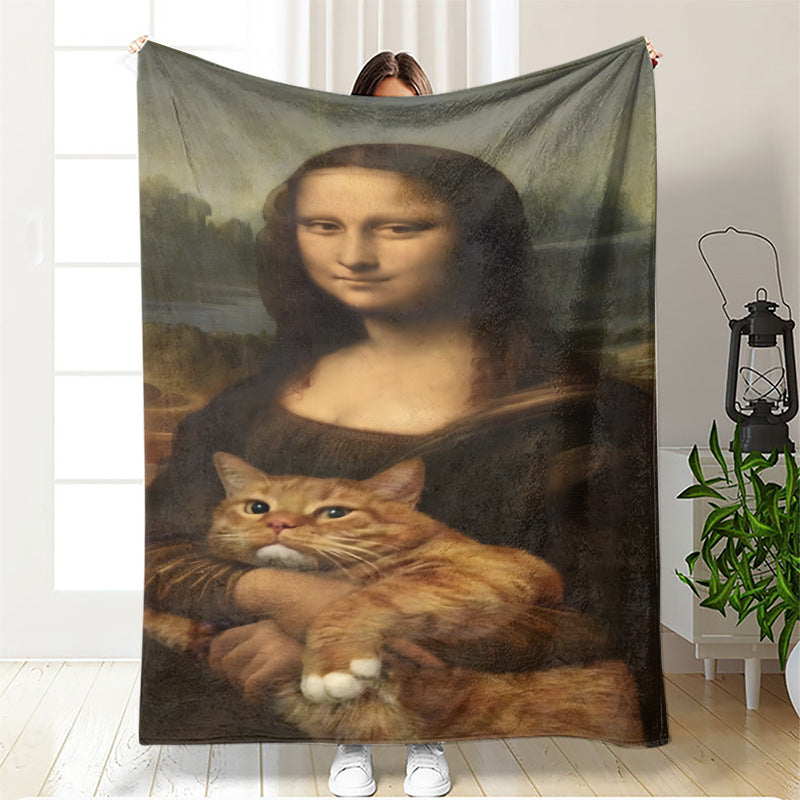 Artistic Cat-Themed Fleece Blanket