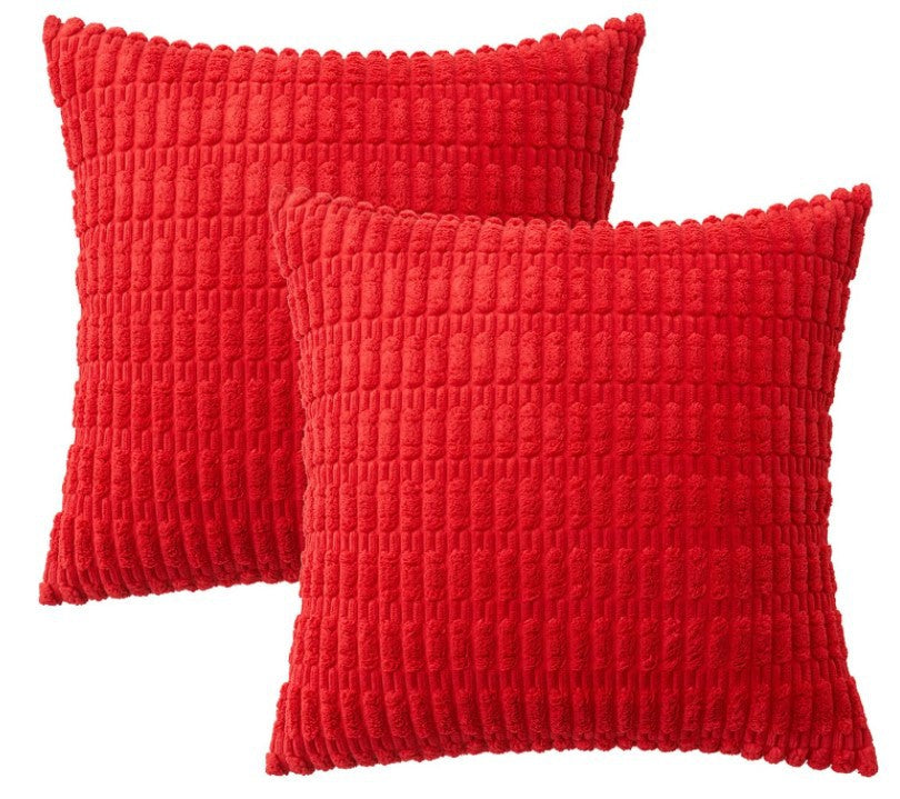 Textured Chenille Square Throw Pillow Cover Pair with Raised Grid Tufting