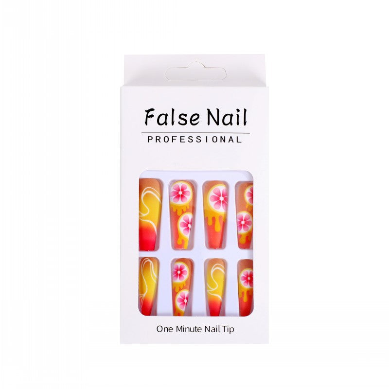 Artificial Nails Set with Tropical Hibiscus Pattern Stornfield
