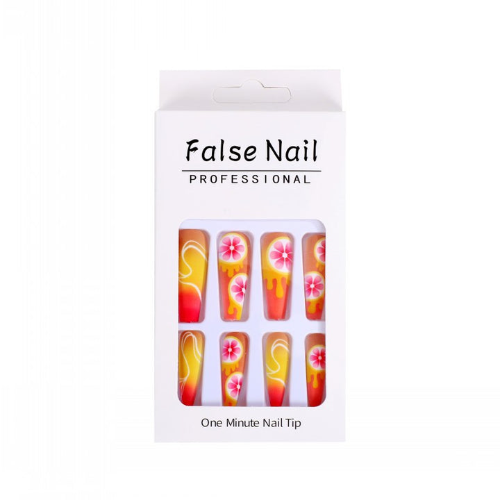 Artificial Nails Set with Tropical Hibiscus Pattern Stornfield