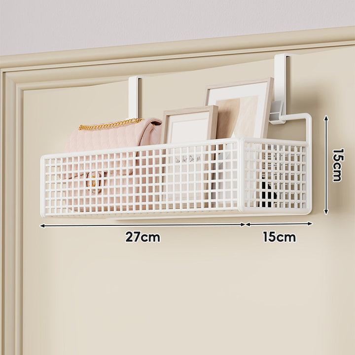 Over-Door Double-Tier Grid Hanging Storage Basket