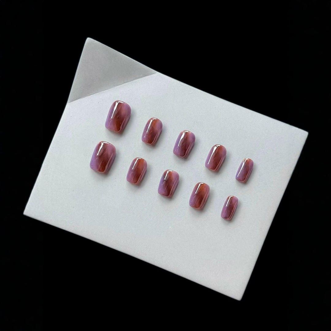 Premium Press-On Nail Art Set with Marble Design