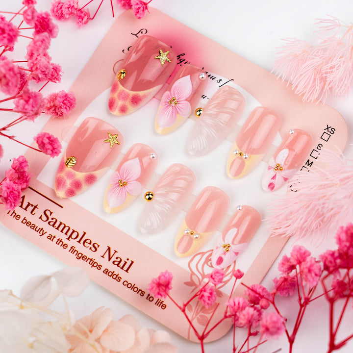 Decorative artificial nails with floral elements Stornfield