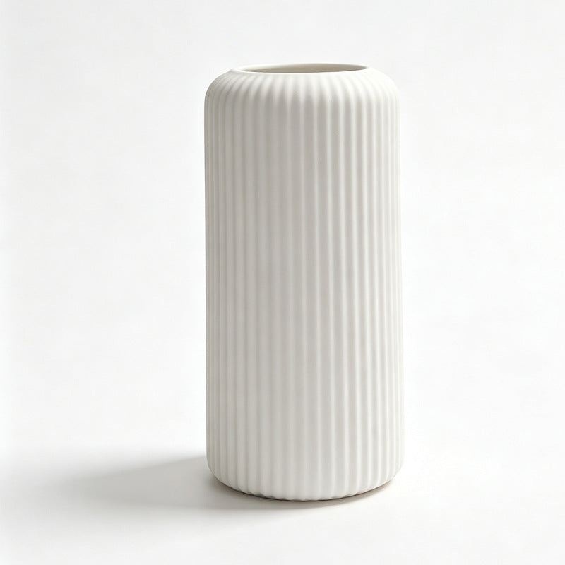 Elegant Ribbed Ceramic Decorative Vase Stornfeild