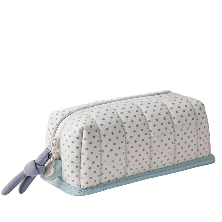 Quilted Multi-Compartment Zippered Pencil Case