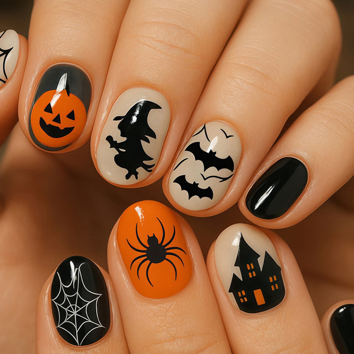 Halloween-Themed Press-On Nail Art Set Stornfield