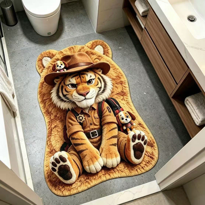 Cartoon Dog-Themed Plush Bath Mat for Bathroom
