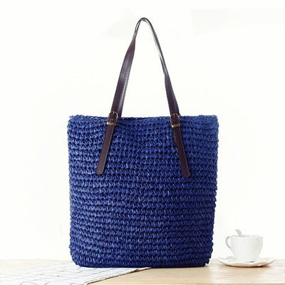 Braided Beach Bag with Sturdy Leather Handles Stornfield