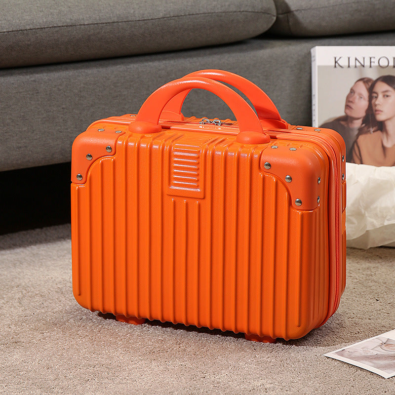compact hard-shell travel vanity cosmetic and tech organizer with ribbed shell reinforced corners removable padded insert Stornfield