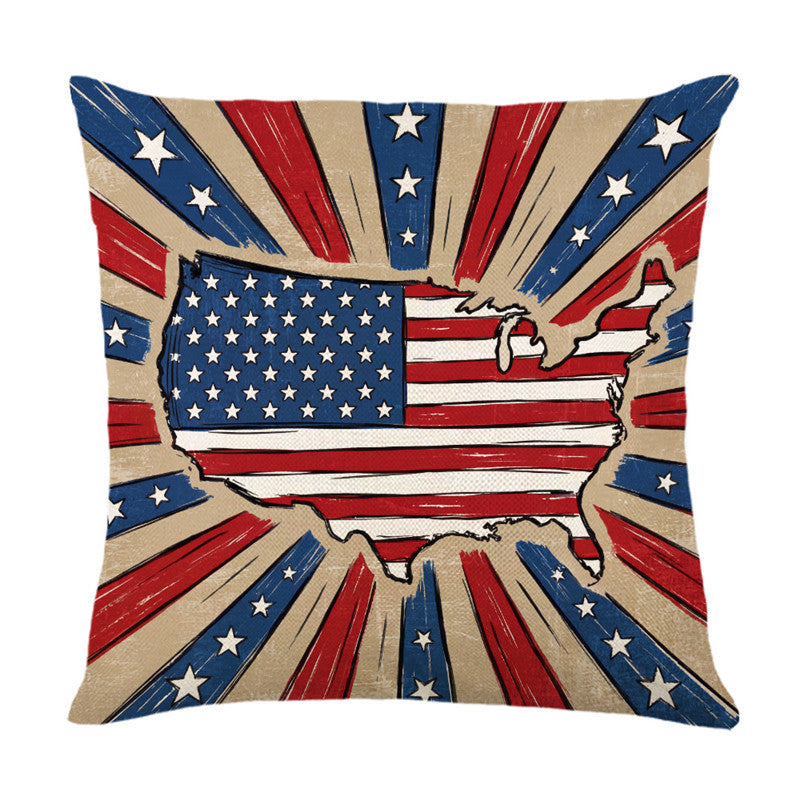 Patriotic Vintage Americana Canvas Throw Pillow Cover