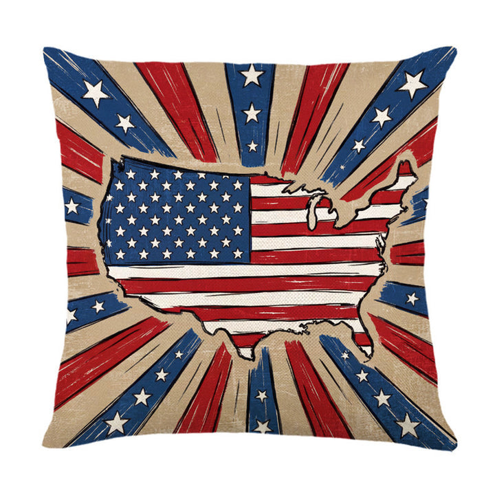 Patriotic Vintage Americana Canvas Throw Pillow Cover