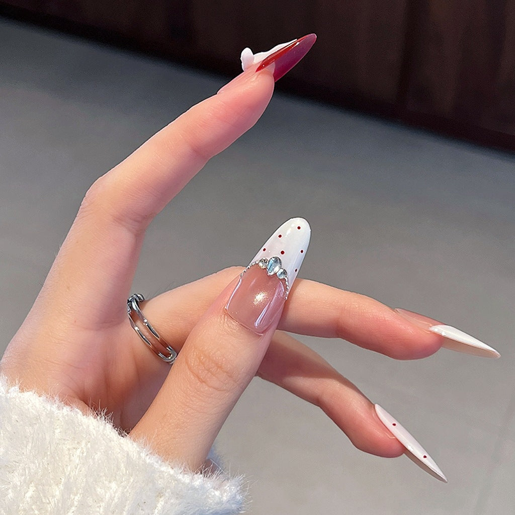 Decorative Press-On Nails with Bow and Gem Accents Stornfield