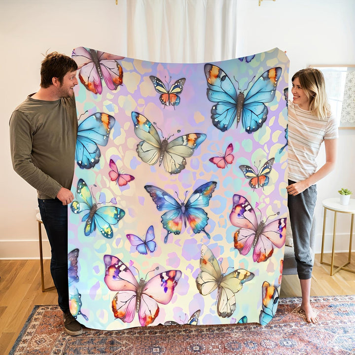 Butterfly Print Fleece Throw Blanket
