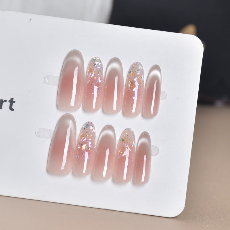 Artistic Gem-Accented Press-On Nail Extensions Stornfield