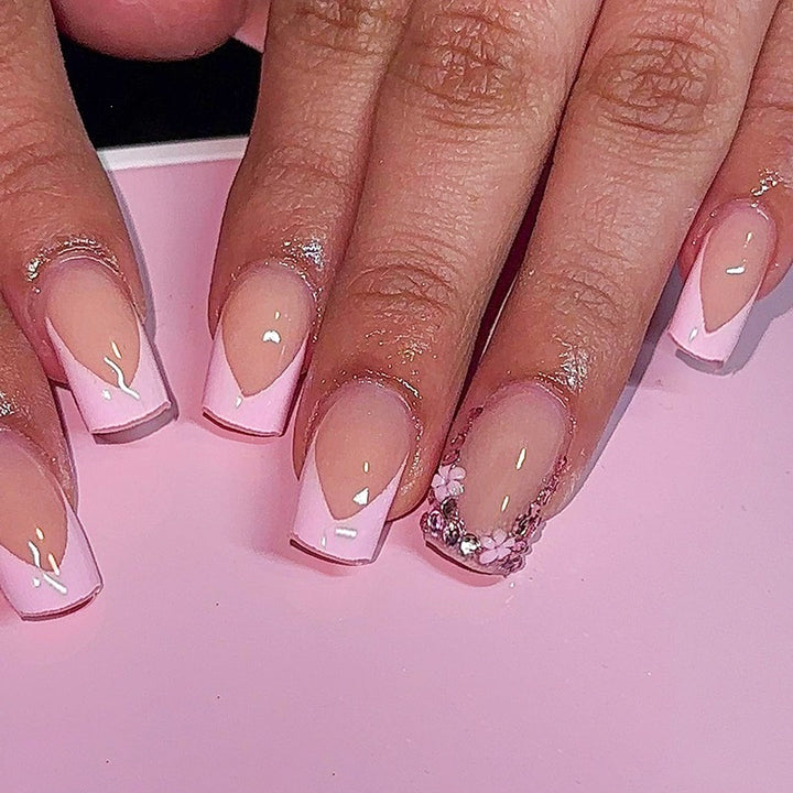 Artificial nails with romantic pink tips Stornfield