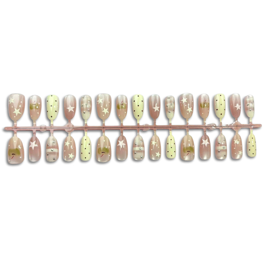 Artistic Star-Accented Press-On Nail Art Set