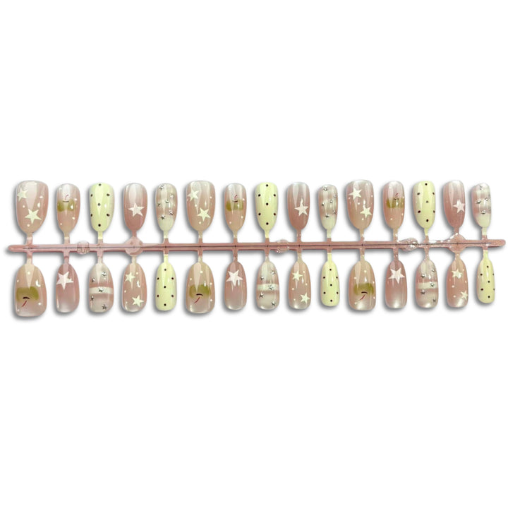 Artistic Star-Accented Press-On Nail Art Set