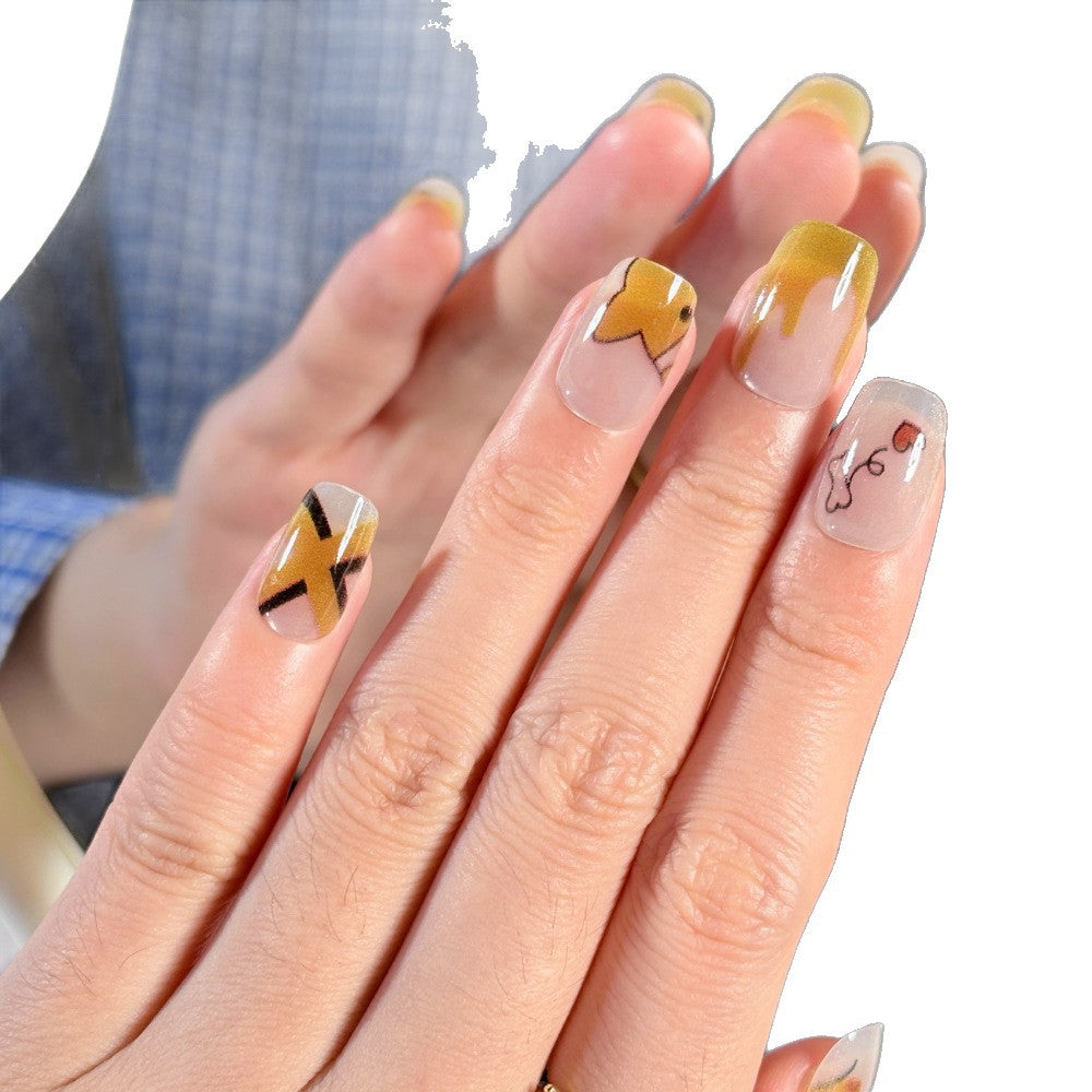Artistic Press-On Nail Set with Unique Leopard Design Stornfield