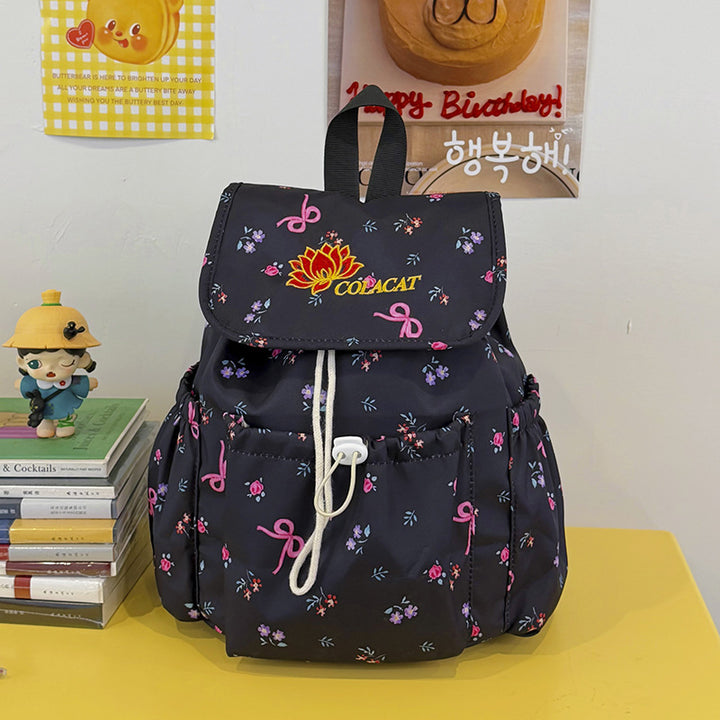 Floral-Embellished Drawstring Backpack Stornfield