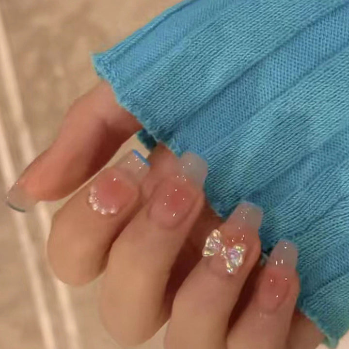 Glittery French Tip Press-On Nail Set Stornfield