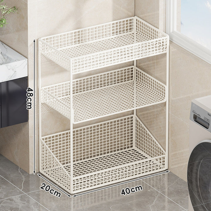 Compact Three-Tier Ventilated Metal Mesh Organizer Shelf for Countertop and Cabinet