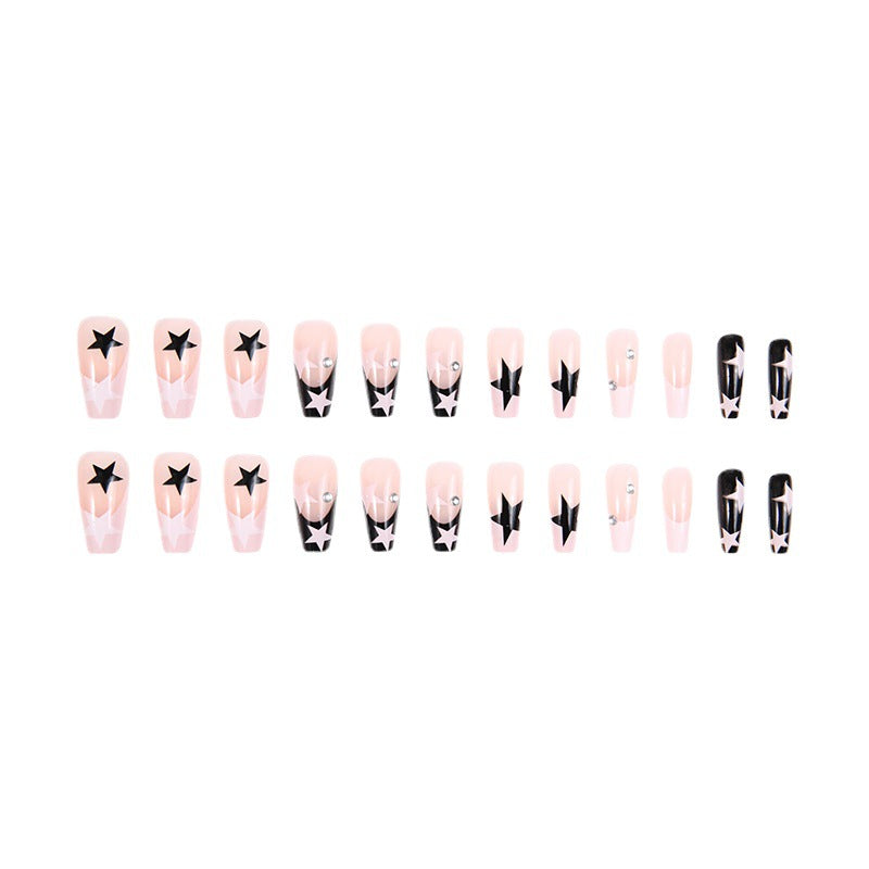 Artificial nail set with glamorous star design and sparkling accents Stornfield