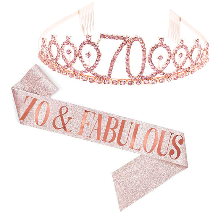 Girl Glittering Birthday Crown and Sash Set Stornfield