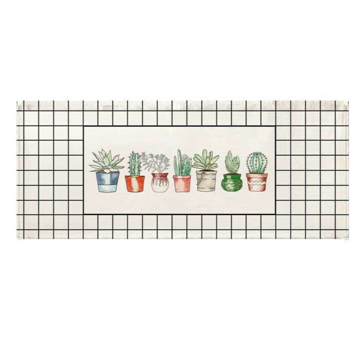 Printed Succulent Watercolor Runner Rug Mat for Kitchen and Entry