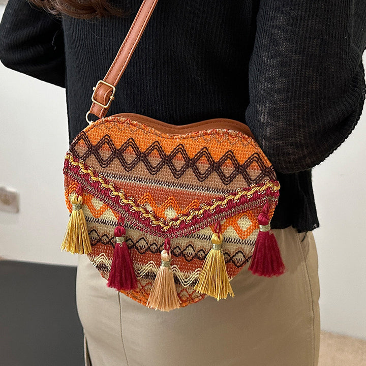 Bohemian Heart-Shaped Crossbody Bag
