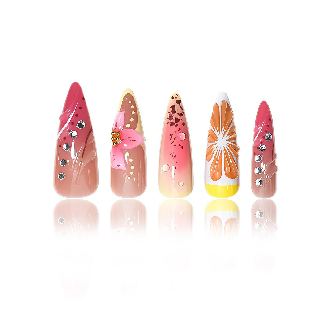 Floral Design Stiletto Nail Enhancements Stornfield