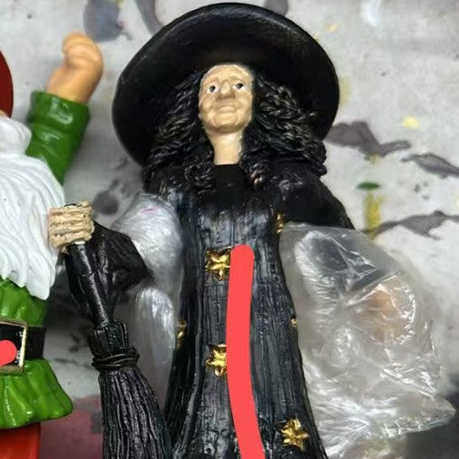 Decorative witch figure with broom Stornfield