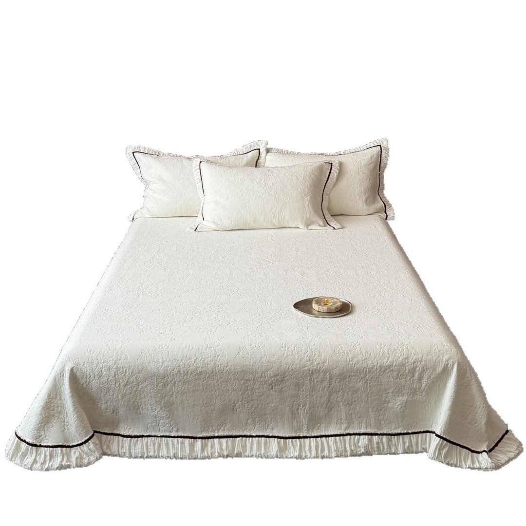 Quilted Ruffle-Trim Bedspread and Pillow Sham Set