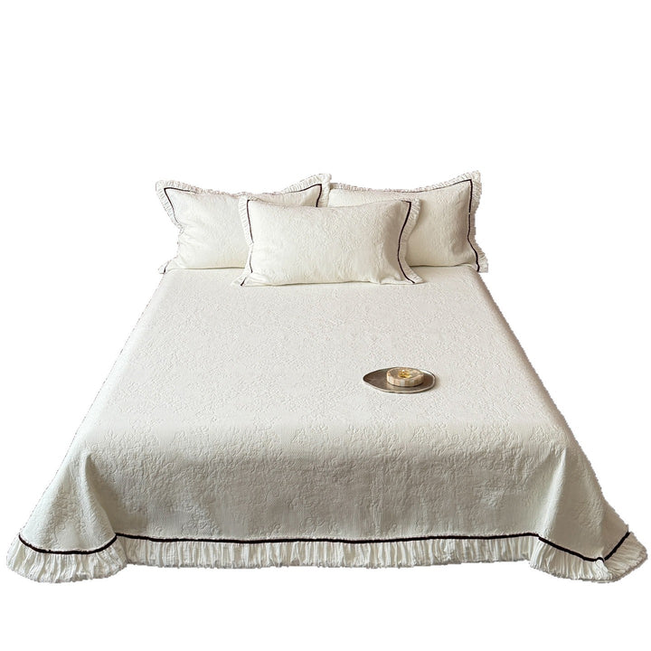 Quilted Ruffle-Trim Bedspread and Pillow Sham Set