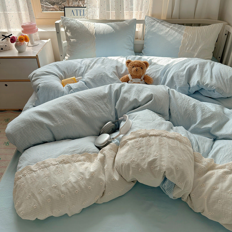 Embroidered Floral Duvet Cover Set