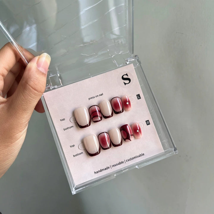 Customizable Press-On Nail Set with French Tip and Stylish Gradient
