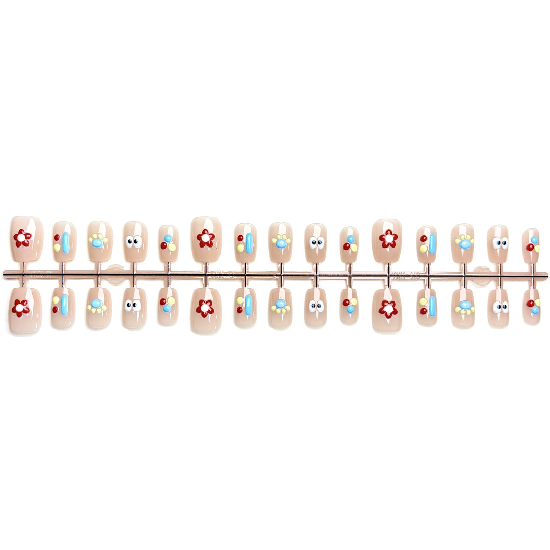 Decorative Press-On Nail Art Set with Unique Floral Designs