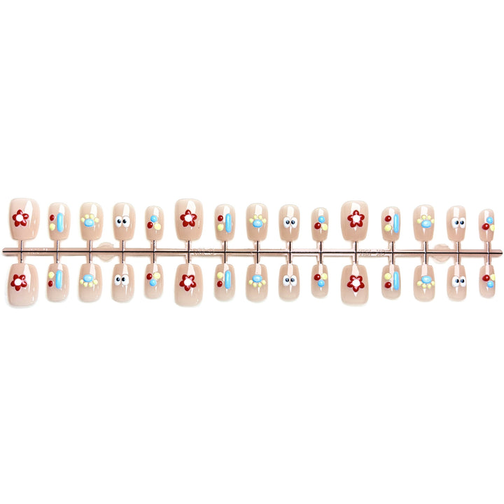 Decorative Press-On Nail Art Set with Unique Floral Designs