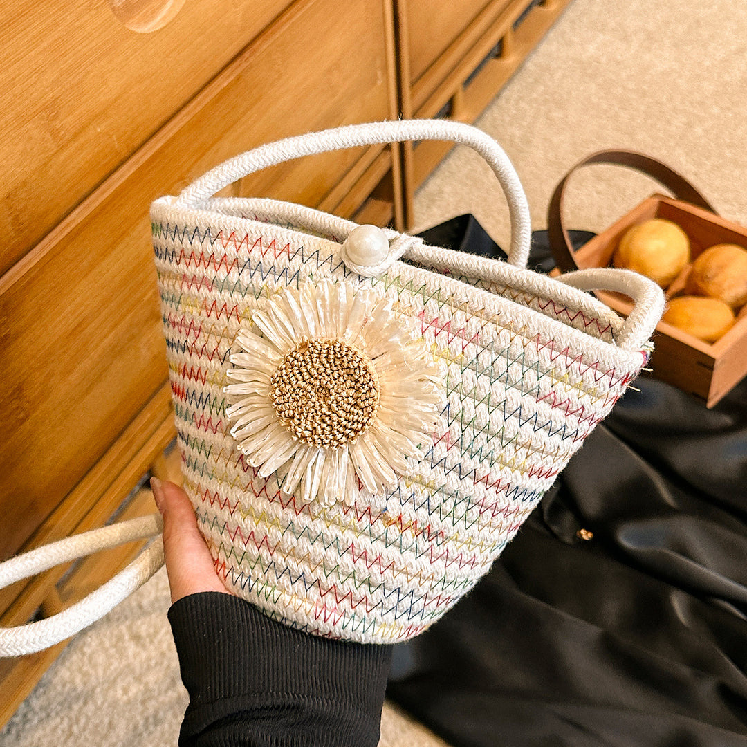 Floral Accent Handcrafted Shoulder Bag