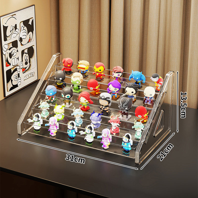 Acrylic Tiered Collectible Figure Display Rack with Angled Clear Risers