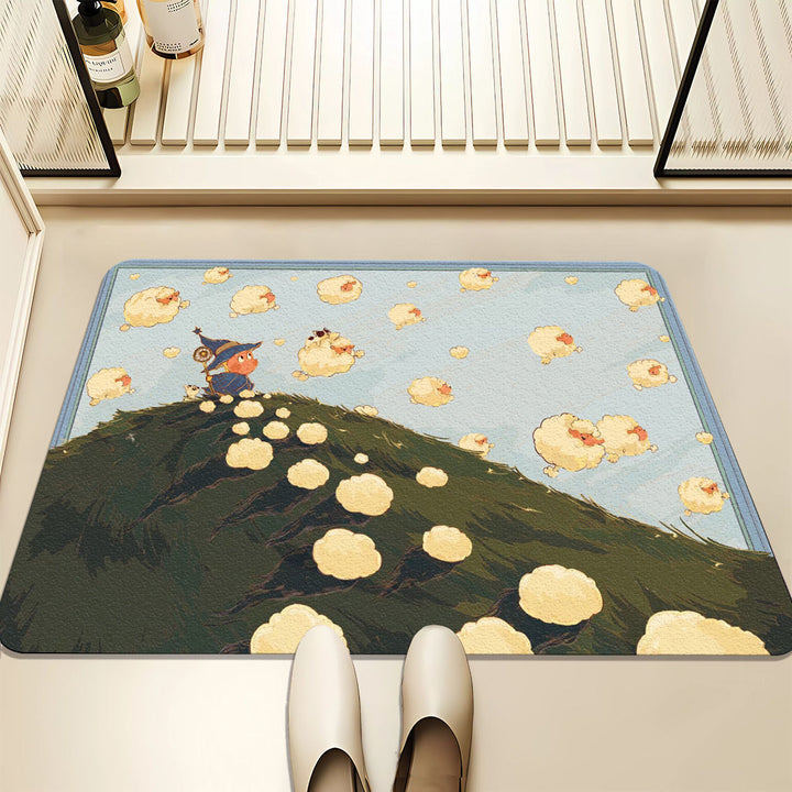 Artistic Dreamy Cloud-Themed Bath Mat for Home