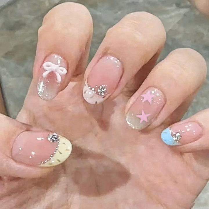 Acrylic nail set with elegant glitter accents Stornfield