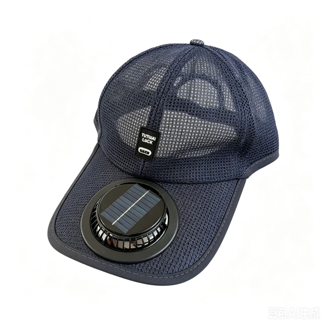 Sun protection cap with integrated solar fan Stornfield