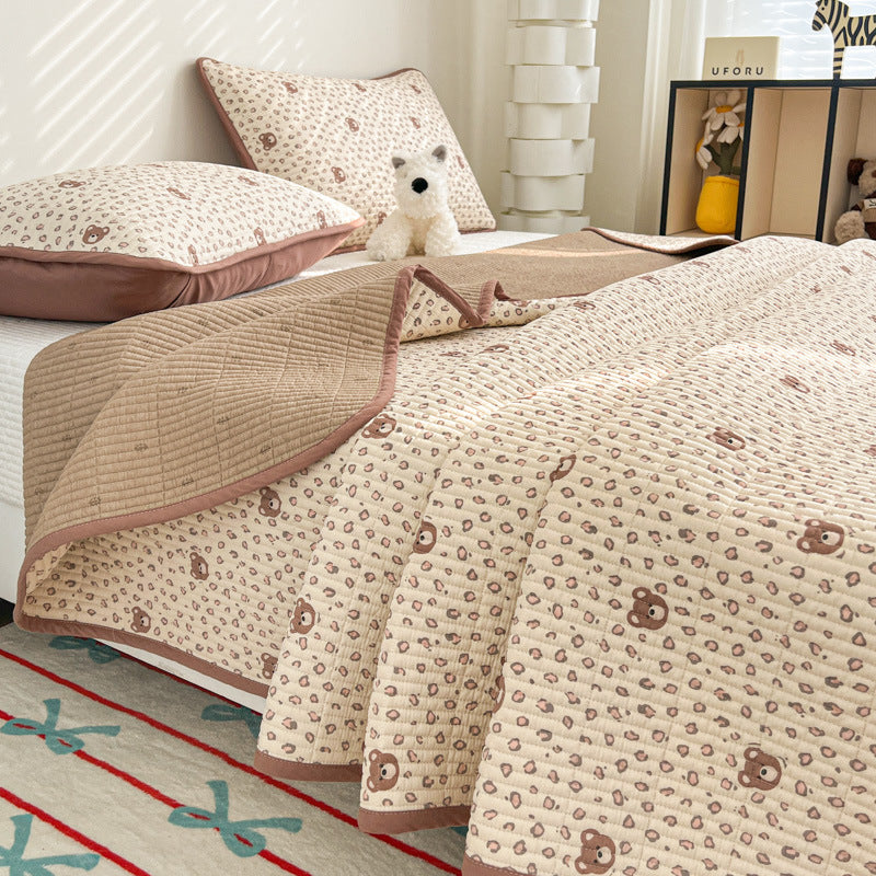 Lightweight Quilted Floral Bedspread Set with Piped Edge and Matching Pillow Shams