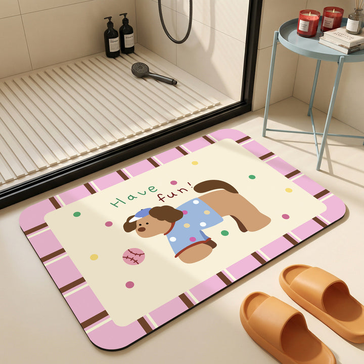 Cartoon-Themed Plush Bath Mat