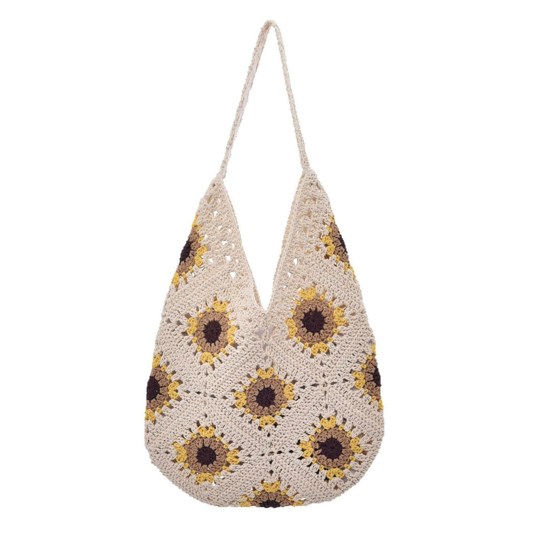 Hand-knotted shoulder bag with floral design Stornfield