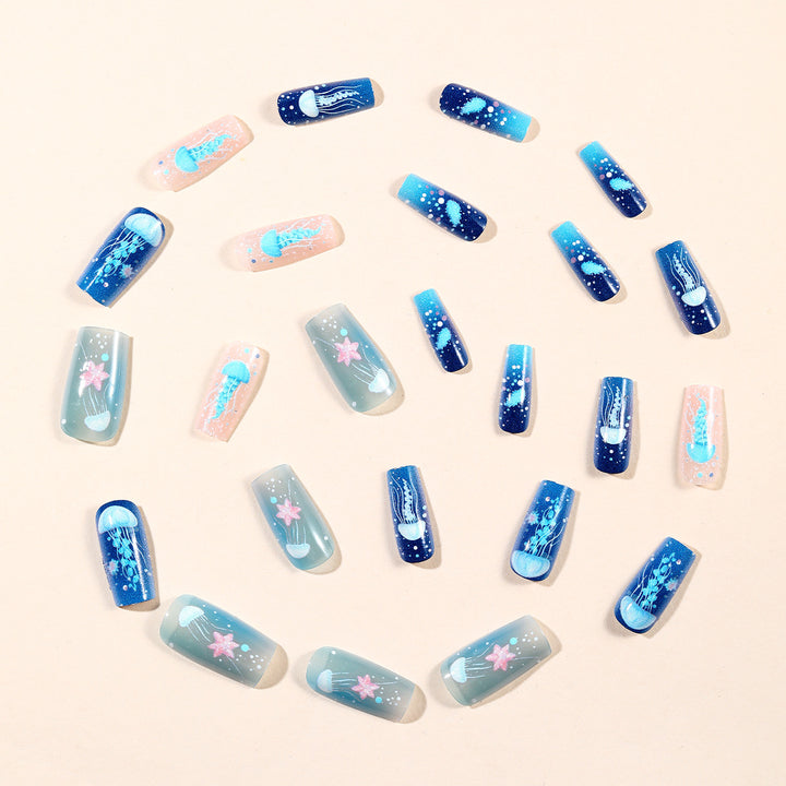 Jellyfish-Themed Acrylic Nail Art Set Stornfield